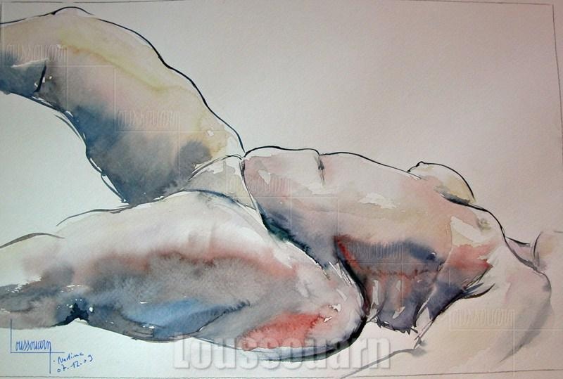 Aquarelle croquis femme nue