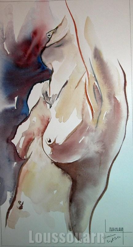 Nu féminin aquarelle