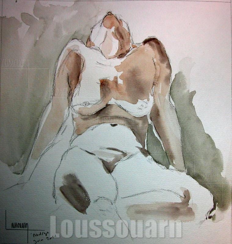 Croquis crayon et aquarelle