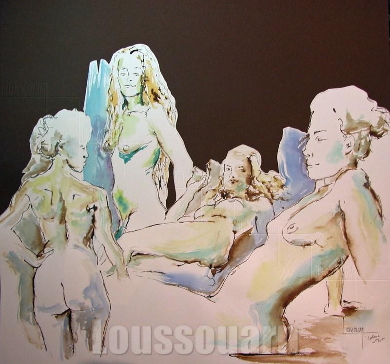dessin broux de noix et aquarelle