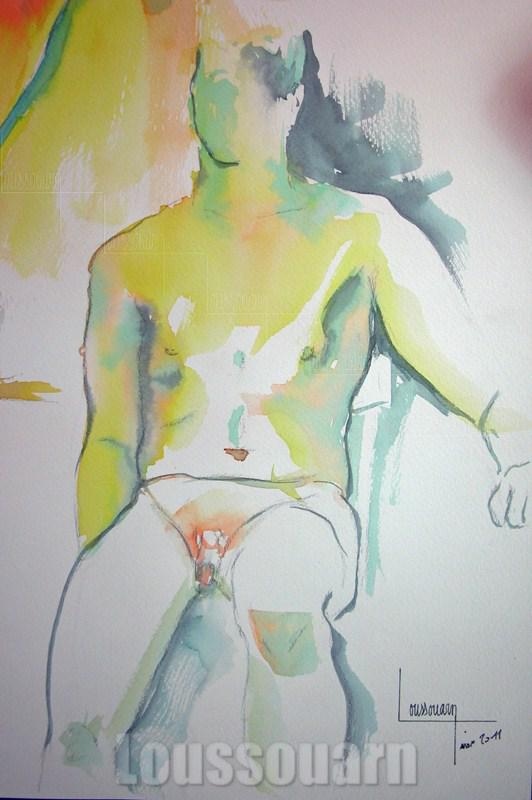homme croquis aquarelle