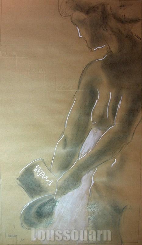 Croquis sur kraft au fusain