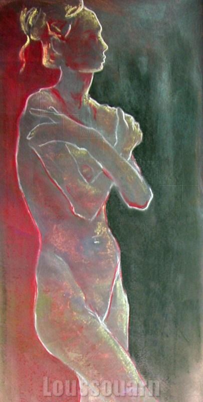 Pastel croquis nu féminin