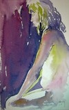 Croquis Nu jeune femme bleu mauve