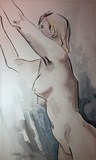Nu féminin croquis aquarellé