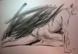 Fusain croquis nu masculin danseur
