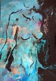 Nu bleu croquis technique mixte